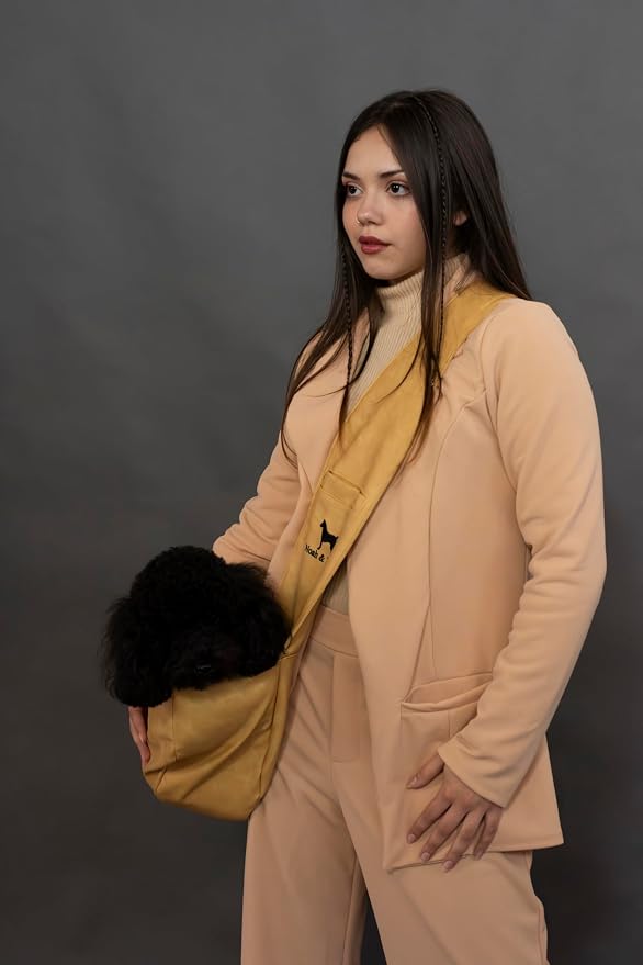 Noah & Paw Dog Sling Carrier for Small Dogs 5-18lb, Cat Carrier, Pet Sling with Adjustable Padded Strap, Vegan Leather Lined with Fur, 3X Safety Feature, Machine Washable - Image 7