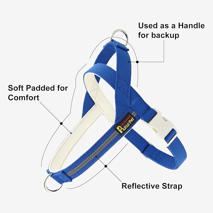 Plutus Pet Cotton Dog Harness and Leash Set, Reflective and Soft Padded, Quick Fit Vest Harness, for Small, Medium and Large Dogs, Royal Blue, XS - Image 2