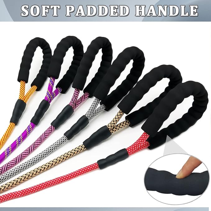 MayPaw 8ft Rope Dog Leash for Large Medium Dogs Soft Handle Dog Lead | 1/2-In Thick Lead, Soft Padded Handle Strong Nylon Pet Leash, 15+ Colors (1/2" * 8', Pink Black) - Image 3