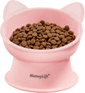MateeyLife Raised Cat Bowls, Cat Food Bowl Elevated for Kittens & Small Dogs, 15°Tilted Protect Pets' Neck and Anti Vomiting, Whisker Friendly Food & Water Feeding Bowl, 6 oz Each - Pink by MateeyLife