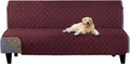 U-NICE HOME Futon Sofa Covers 68''Armless Couch Cover, Burgundy/Tan | Washable, Pet Friendly, Elastic Straps, Water Repellent, Furniture Protector Mat by U-NICEHOME