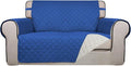 PureFit Reversible Quilted Couch Covers for Dogs Loveseat Sofa Cover 46.5” | Classic Blue/Ivory, Water Resistant Couch Protector, Washable Pet Couch Cover with Non Slip and Elastic Straps For Kids by PureFit
