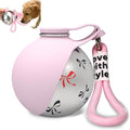 2 in 1 Portable Dog Water Bottle, 10 oz Leak-Proof Stainless Steel Bottle with Food-Grade Collapsible Silicone Bowl, Portable Hydration Gear for Walks, Hikes & Camping, Single Pink Printed Unit by SPOBIT
