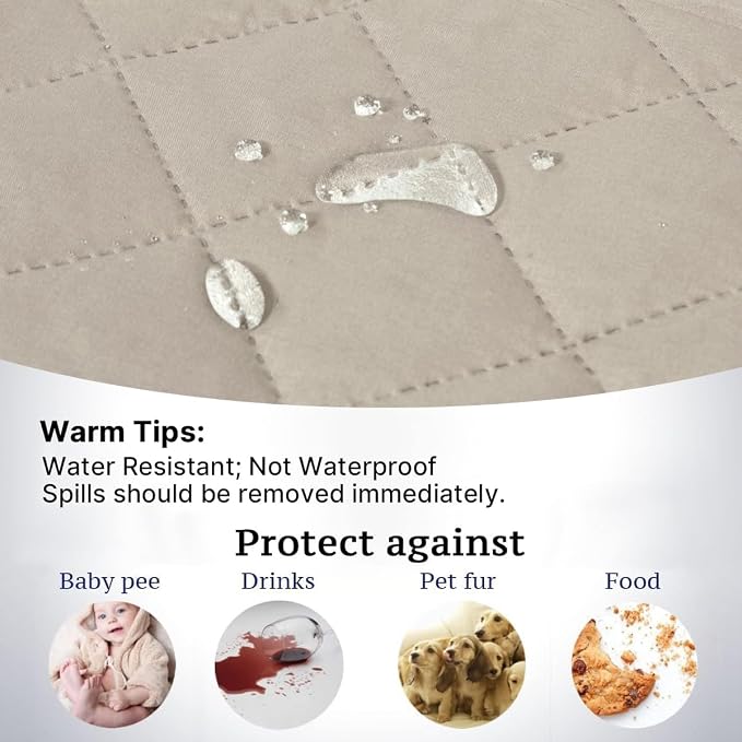 H.VERSAILTEX Sofa Protector for Dogs/Cats/Pets Sofa Slipcover Quilted Furniture Protector with Non Slip Elastic Strap Water Resistant Sofa Covers Seat Width: 66" (Sofa, Pale Oak) - Image 5