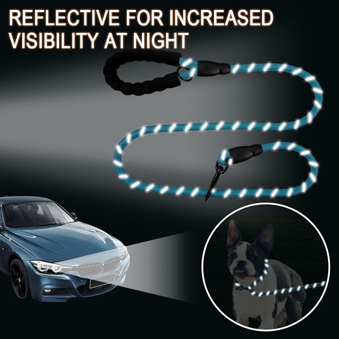 BARKBAY Dog Leashes for Large Dogs Heavy Duty Dog Leash 2 Pack 5 FT with Comfortable Padded Handle Highly Reflective Threads for Medium Large Dogs Walking Training Running (5FT-1/2,Blue+Black) - Image 5