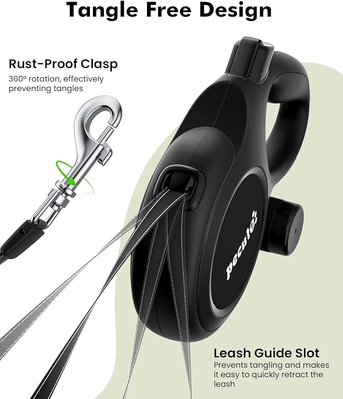 Pecute Retractable Dog Leash 26ft with Chew Proof Extender for 33-110 lbs | Heavy Duty Dog Leash Retractable for Large Biter with Poop Bag Holder, Anti-Slip Grip, Reflective, 360° Tangle-free - Image 7