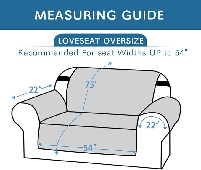 H.VERSAILTEX Reversible Couch Cover for 2 Cushion Couch Water Resistant Loveseat Washable Furniture Cover with Non-Slip Elastic Strap for Dogs, Pets, Kids(Oversized Loveseat, Charcoal Grey) - Image 2
