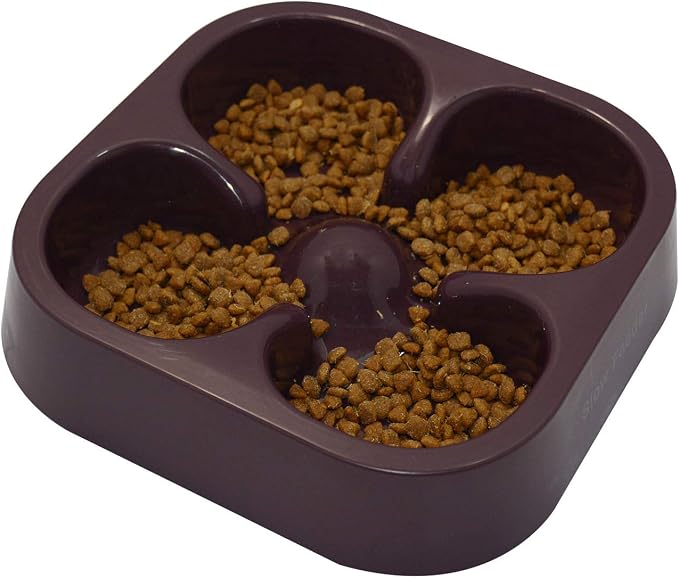 Healthy Slow Feeding Dog Bowl for French Bulldog -Slow Feeder Dog Bowl No Chocking Dog Cat Food Water Bowl with Four-Leaf Clover Pattern (Coffee) - Image 6