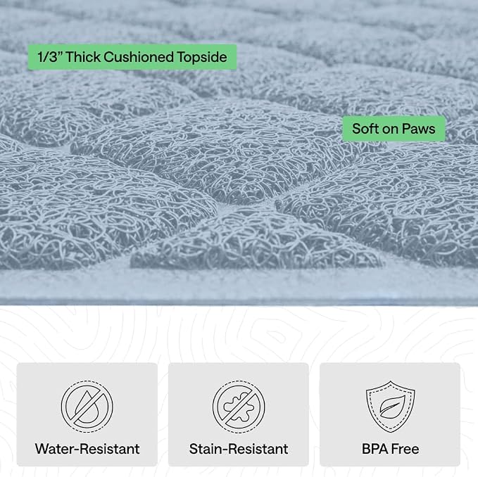 GORILLA GRIP Cat Litter Box Mat, Cushioned Coil Mesh Litter Trapping Mats, Scatter Control Supplies for Less Mess, Phthalate Free, Ultra Deep Catch Grooves, Rinse or Vacuum to Clean, 24x17 Light Blue - Image 5