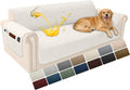 Velvet 100% Waterproof Couch Cover for Dogs Washable Sofa Covers for 3 Cushion Couch Pet Friendly Sofa Slipcovers Set Non Slip Quilted Furniture Protector with Pockets (Large, Ivory) by YUEVELLASofaCover