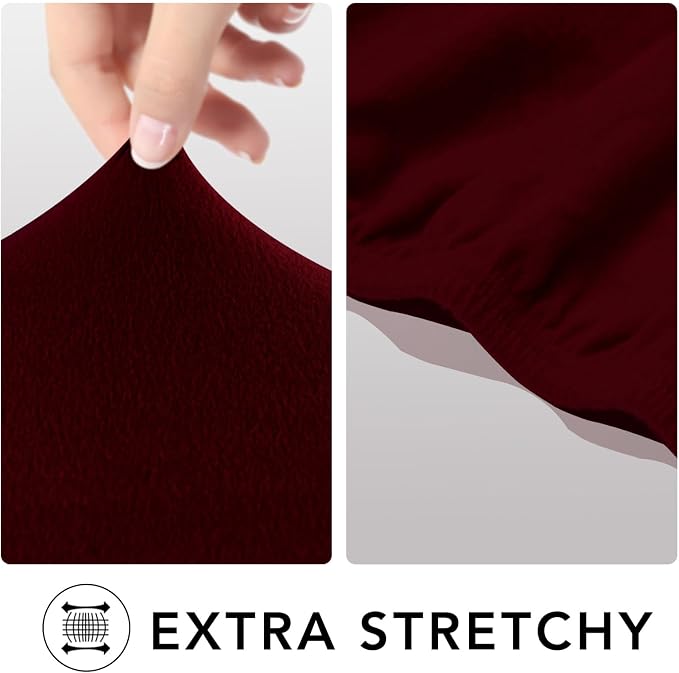 PureFit Stretch Oversized Loveseat Covers Couch Covers for Sofa Wine - Image 3