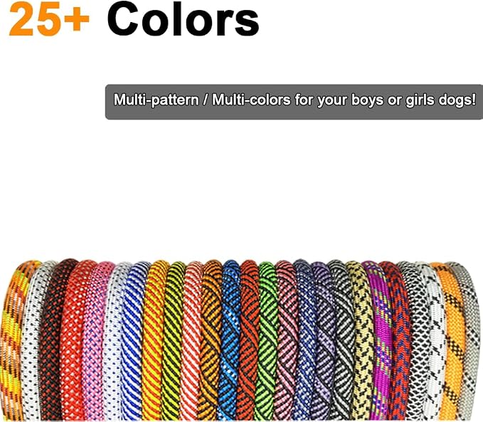 MayPaw Heavy Duty Rope Dog Leash, 6/8/10FT Nylon Pet Leash, Soft Padded Handle Thick Lead Leashes for Large Medium Dogs Walking Training Roaming (Pink-Blue dot, 1/2" * 10') - Image 7