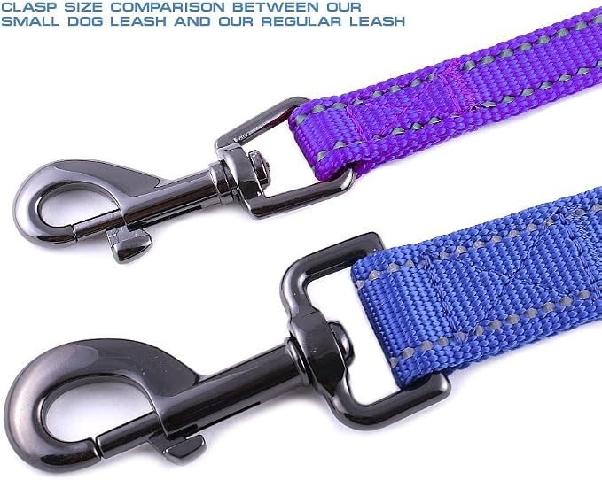 Max and Neo Small Dog Leash - Reflective Nylon, Donates to Dog Rescue (Purple, 4x5/8) - Image 2