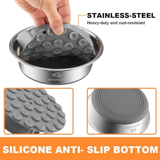 2-in-1 Metal Dog Bowl with Slow Feeder Insert, Stainless Steel Dog Bowls Food Grade 304, Water Food Bowl with Anti-Slip Silicone Base for Small, Medium, Large Dogs - Image 2