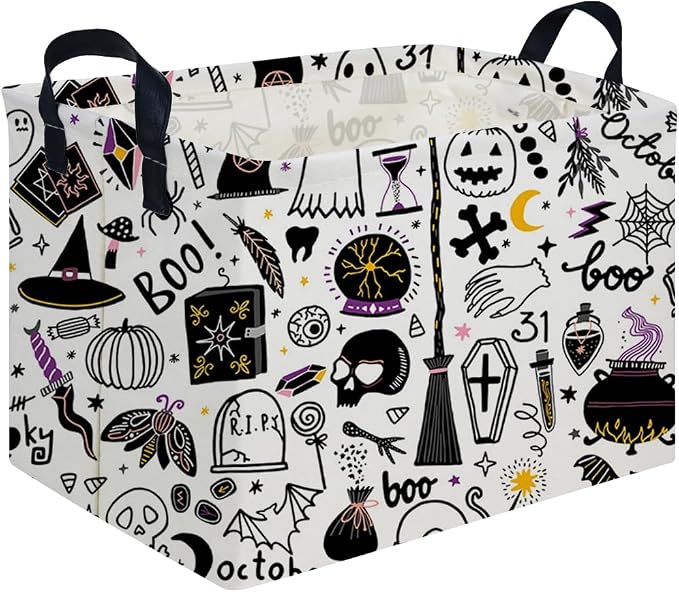 Halloween Ghost thriller basket,Empty Halloween basket,Horror and thriller decor,Trick or Treat Box for Boys and Girls,Horror decor(Magic Halloween) by FXOCSHE