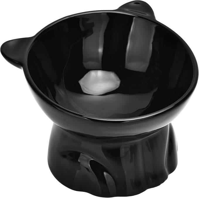 Elevated Cat Food Bowl,9 Oz Ceramic Raised and Tilted Water Bowl,Anti Vomiting and Protect Pets Spines Dishes for Fat Faced Cat, Indoor Cats,Kitten,Small Dog (Green) - Image 4