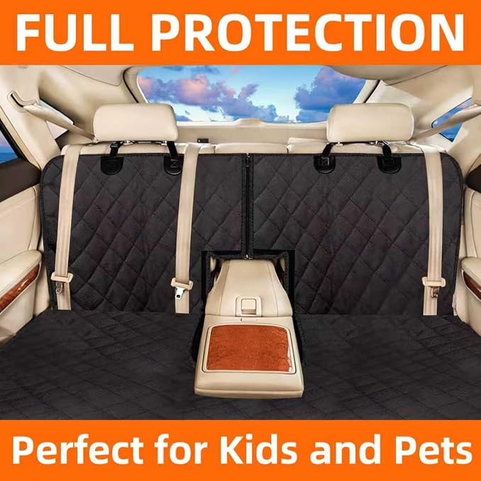 Bark Lover Dog Car Seat Cover for Back Seat, Waterproof Car Seat Protector, Non-Slip Backseat Cover for Dogs in Car, Armrest Compatible, Fits Most Cars SUVs & Trucks - Image 2