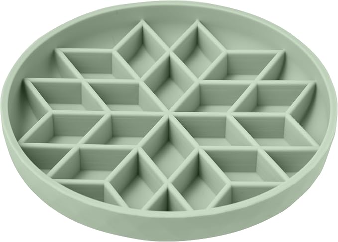 OHMO Slow Feeder Dog Bowl, 7.3" Lick Mat for Dogs, Diamond, Sage Green | Cat Slow Feeder Bowl, Anti Choking, Enrichment Toys, Easy Clean BPA-Free Silicone Feeding Bowl, Boredom and Anxiety Reducer by OHMO