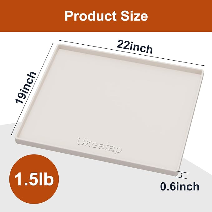 22" x 19" Extra Thick Silicone Mat Waterproof with Raised Edge, Beige | Under Sink Mat for Kitchen & Bathroom, Kitchen Cabinet Liner, Multi-Purpose for Storage & Protection - Image 7