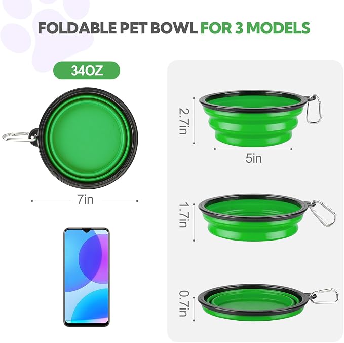 Collapsible Dog Bowl Large 34oz, Travel Dog Water Bowl Portable | 2 Pack, 2 Carabiner Clips, Silicone Travel Dog Bowl Foldable, Feeding Watering Dish Bowl, for Parking, Walking, Camping - Image 5