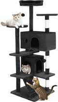 FDW Cat Tree 54in Cat Tower Multi-Level Durable Cat Scratching Post & Cozy Fun Cat Jumping Platform Space Saving Cat Condo Pet Play House for Indoor Cats,Grey by FDW