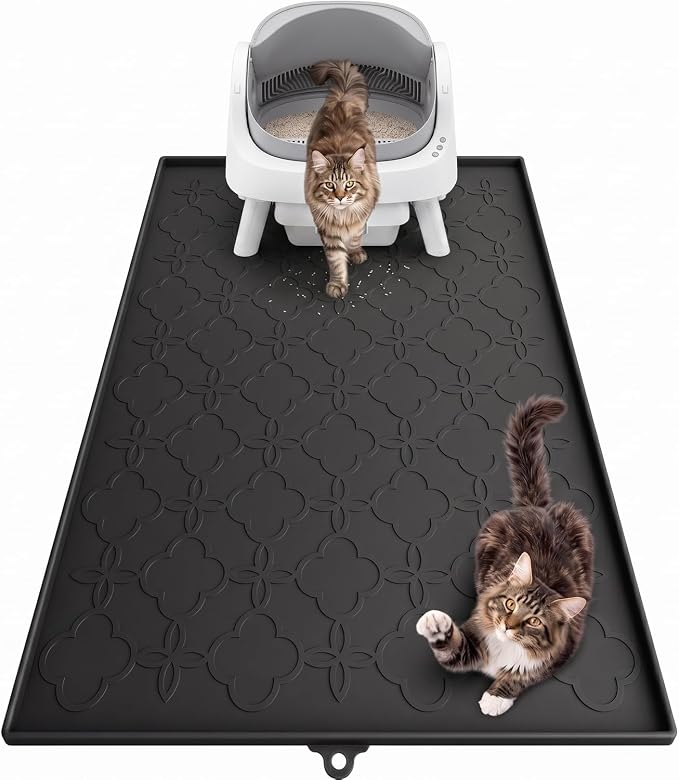 Pawtners Cat Litter Mat Extra Large 42" X 30", Easy to Clean | Non-Slip Kitty Litter Mat for Floor, Waterproof & Urine-Proof Cat Litter Mat Litter Trapping Mat, Soft on Kitty Paws by Pawtners