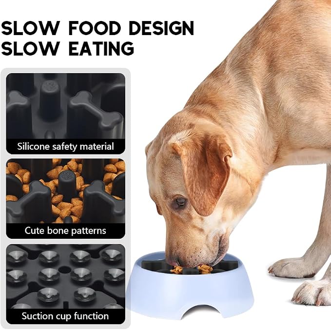 Soft Silicone Anti-Choking Puzzle Dog Bowl Insert, Anti-Slip Slow Eating Feeder for Regular Elevated Dog Bowls - Image 3