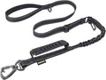 AUBELL Tactical Dog Leash Heavy Duty,4-6ft No Pull Bungee Leash,Black | Reflective Dog Leash for Medium Large Dogs with Comfortable Padded Double Handle,Car Seat Belt,360 Degree Rotating Carabiner by AUBELL