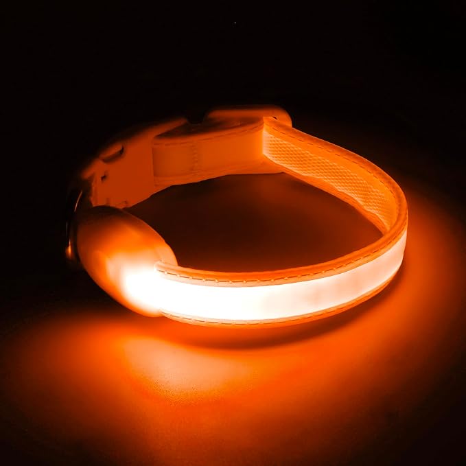 Light up Collar for Small Dog,Vizpet XS Adjustable Size Nylon Led Collar | USB Rechargeable Bright Safety Pet Collar for Cats Small Dogs (Orange, X-Small[ 8.66-11.9 inch/22cm-30cm]) - Image 6