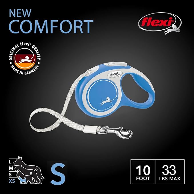 FLEXI® Comfort Tape Retractable Dog Leash, Small, 16 ft - Blue | German engineered, original flexi leash, durable quality for dogs up to 33 lbs, tangle-free, walking, reliable brake system - Image 2
