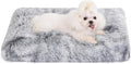 Bedfolks Waterproof Crate Bed, Plush Dog & Cat Bed with Removable Washable Cover, Faux Fur Kennel Pad, 21"x13", Dark Grey by Bedfolks