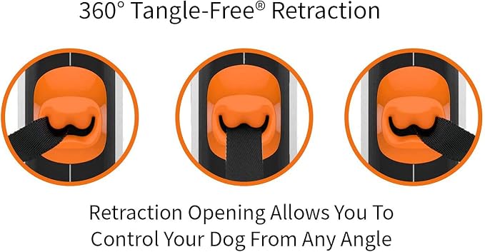 TUG Original Retractable Dog Leash, 16 ft (Medium, White/Orange) | 360° Tangle-Free Retraction, 16 ft Tape, Quick Thumb Lock, Anti-Slip Handle, For Dogs Under 55 lbs - Image 4
