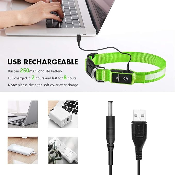 MASBRILL LED Dog Collar - Light Up Dog Collars Rechargeable - Waterproof Night Walking Glowing Dog Collar for Small, Medium, Large Dogs - Image 5