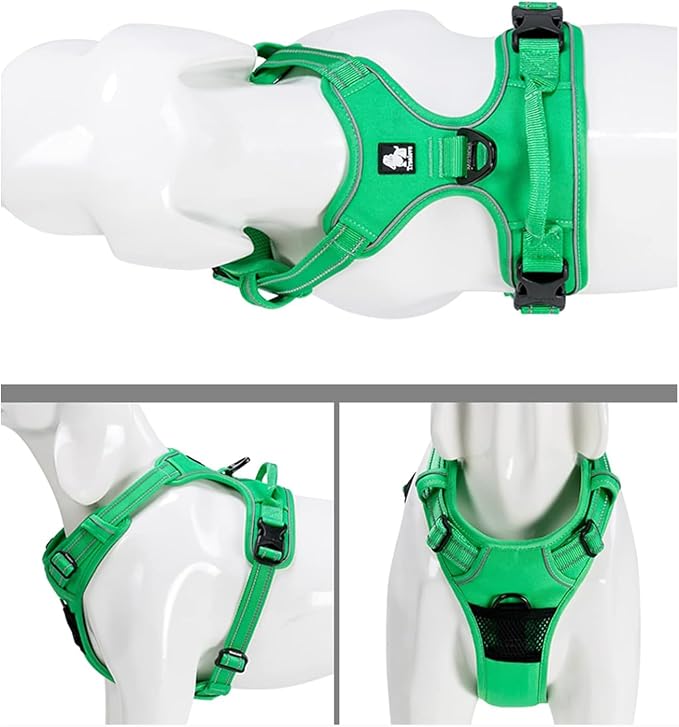 TRUE LOVE Adjustable No-Pull Dog Harness Reflective Pup Vest Harnesses Comfortable Control Brilliant Colors Truelove TLH5651(Grass Green,XL) | Front Clip, No-Choke, Soft Padded, Control Handle, Anti Escape, Dog Car Harness, Walking and Training, Escape... - Image 5