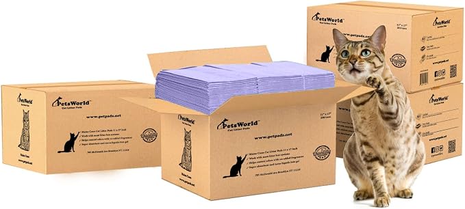 PetsWorld Universal Fit Cat Pad Refills for Litter Box, Unscented, Odor Control, Pack of 800 by PETSWORLDsupplyforpets