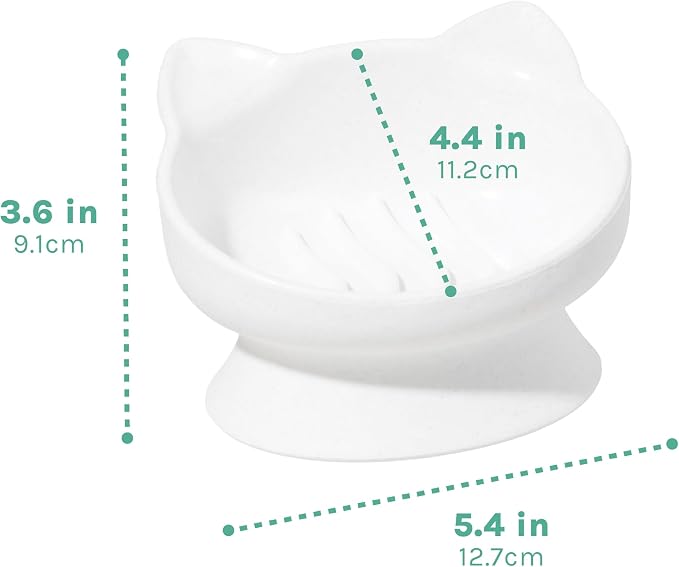 Kitty City Elevated Slow Feeder Cat Bowls (Set of 2), Whisker-Friendly Raised Cat Food Dishes with Ridges, Helps Reduce Fast Eating & Digestion Issues, Dishwasher Safe, 6.5 oz – White & Gray - Image 6