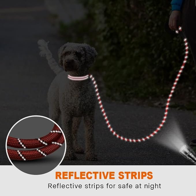 Taglory Rope Dog Leash for Small Medium Dogs, 5 FT Padded Handle, Red | Made of Climbing Rope, Reflective for Night Walks and Training, Comfortable Grip, Anti-tangle Swivel Clip, 3/8 inch - Image 5