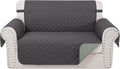 Reversible 45" Small Loveseat Sofa Covers, Dark Grey/Grey | Loveseat Covers for Dogs Water Repellent, Friendly Furniture Protector with Elastic Straps for Living Room by LuxshareHome