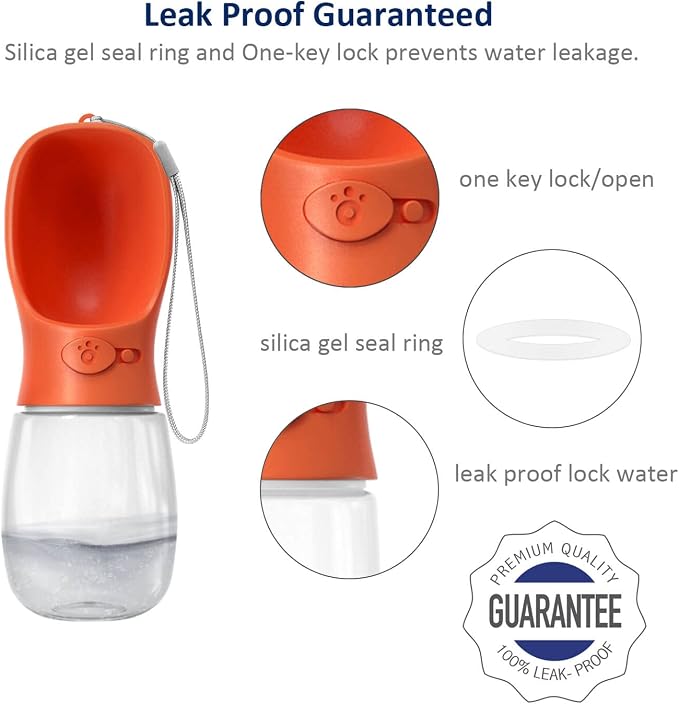 WePet Portable Dog Water Bottle, 12 OZ, Leak Proof Puppy Water Dispenser with Drinking Feeder for Pets Outdoor Walking, Hiking, Travel, Food Grade Plastic - Image 4