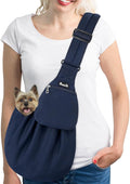 SlowTon Dog Carrier Sling - Thick Padded Shoulder Strap Adjustable, DBL, M | Dog Carriers for Small Dogs, Puppy Carrier Purse for Pet Cat with Front Zipper Pocket Safety Belt Machine Washable by SlowTon