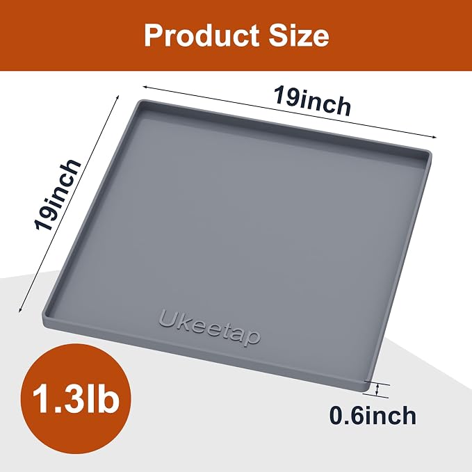 19" x 19" Extra Thick Silicone Mat Waterproof with Raised Edge, Gray | Under Sink Mat for Kitchen & Bathroom, Kitchen Cabinet Liner, Multi-Purpose for Storage & Protection - Image 7