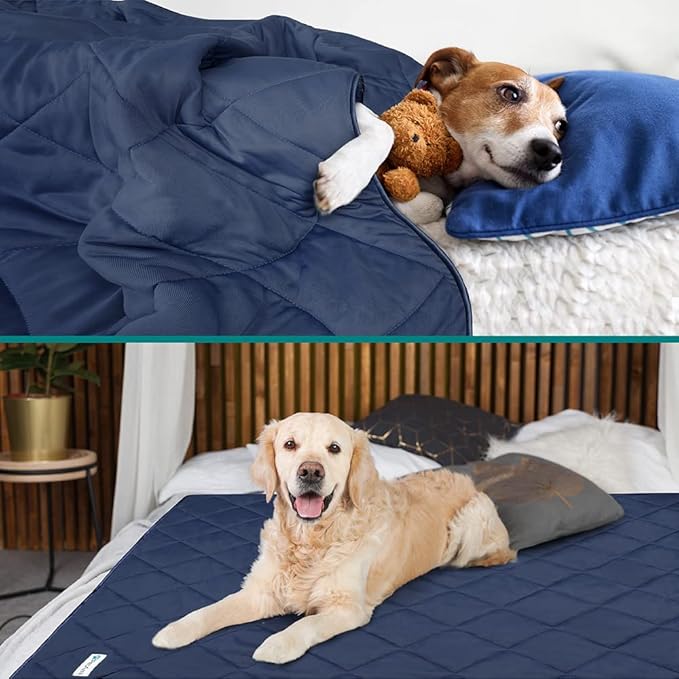 PetAmi Premium Cooling Dog Blanket | Lightweight Fluffy Pet Throw Blanket Bed Cover for Dogs, Cat, Puppies | Pet Blanket Furniture Protector Couch Sofa | Reversible Fuzzy Cozy | 29x40, Navy Blue - Image 2