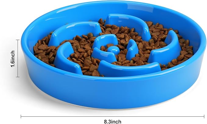 Ceramic Slow Feeder Dog Bowl, 2 Cups Maze Puzzle Dish to Slow Down Eating | Premium Ceramic Material with Anti-Slip Design, Suitable for Small, Medium and Large Breed Dogs Daily Feeding - Image 6