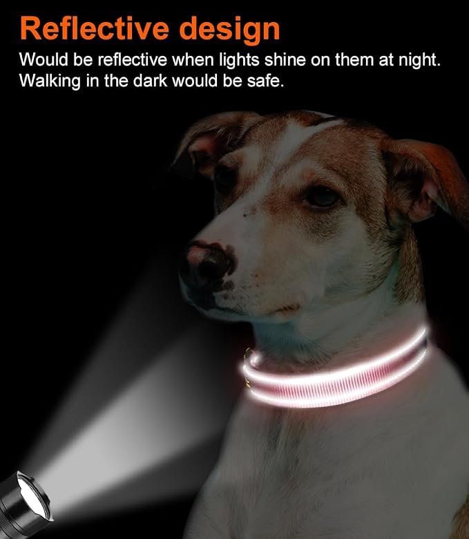 Joytale Reflective Dog Collar, Adjustable Neoprene Padded, Neon Pink L | Breathable Nylon for Large Dogs, No Chafing on Walks and Outdoor Hikes, Tear-Resistant Webbing, Metal D-Ring, Night Safety - Image 5