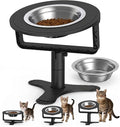 Raised Cat Bowls with Height-Adjustable Stand 15° Tilted Cat Food Bowls Non-Slip Feeder Adjusts to 2.4", 4.02",5.98" with Stainless Steel Bowls Whisker Friendly for Cats and Puppy (Black) by PETVENTURE