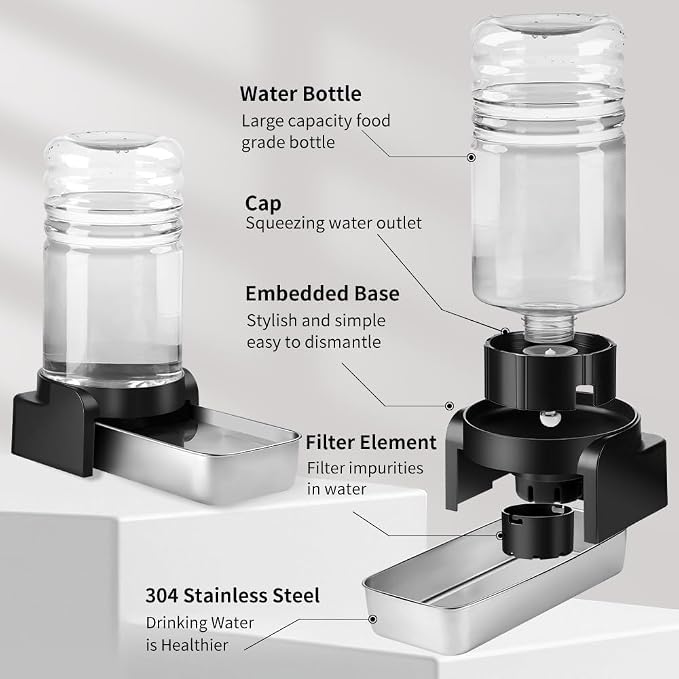 Marchul 1.5 Gallon Cat Water Dispenser, Automatic Gravity Dog Water Feeder, Stainless Steel Large Capacity Cat Waterer for Cats and Small Dogs (3 Filters) - Image 3