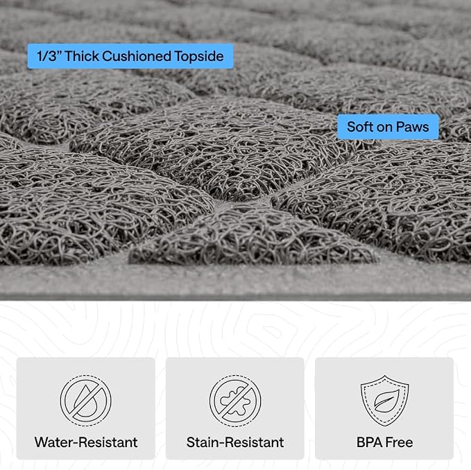 GORILLA GRIP Cat Litter Box Mat, Cushioned Coil Mesh Litter Trapping Mats, Scatter Control Supplies for Less Mess, Phthalate Free, Ultra Deep Catch Grooves, Rinse or Vacuum to Clean, 30x20 Gray - Image 5