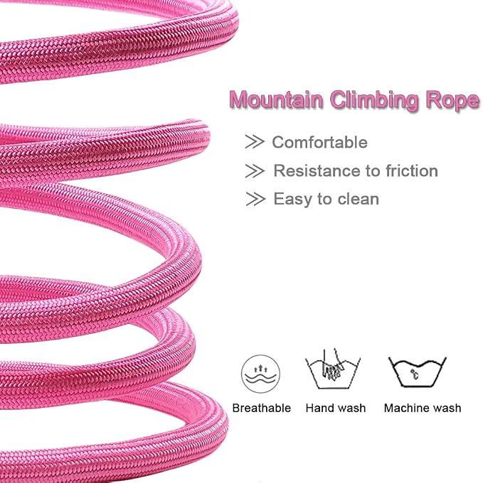 MayPaw 4/6 /8/10 FT Dog Leash, Classic Solid Colors, Strong Nylon Rope Dog Leash Reinforced with Leather Tailor Connection Heavy Duty Silver Clasp (Pink, 4ft*1/2") - Image 2