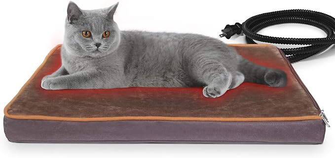 NAMOTEK Outdoor Heated Pet Bed for Cats Dog in Winter with Orthopedic Foam Base Auto Constant Temperature Electric Heating Pad & Waterproof Liner for Dog House Cabin Cot Doorway(19.7"Lx15.7"Wx1.7"Th) by NAMOTEK