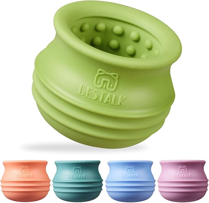 Dog Enrichment Treat Toy, Long-Lasting Wobbly Interactive Freeze Lick Toys for Dogs, Stuffable Puzzle Feeder Toy for Boredom, Silicone Treat Dispensing Chew Toy (Green,L) by BESTALK